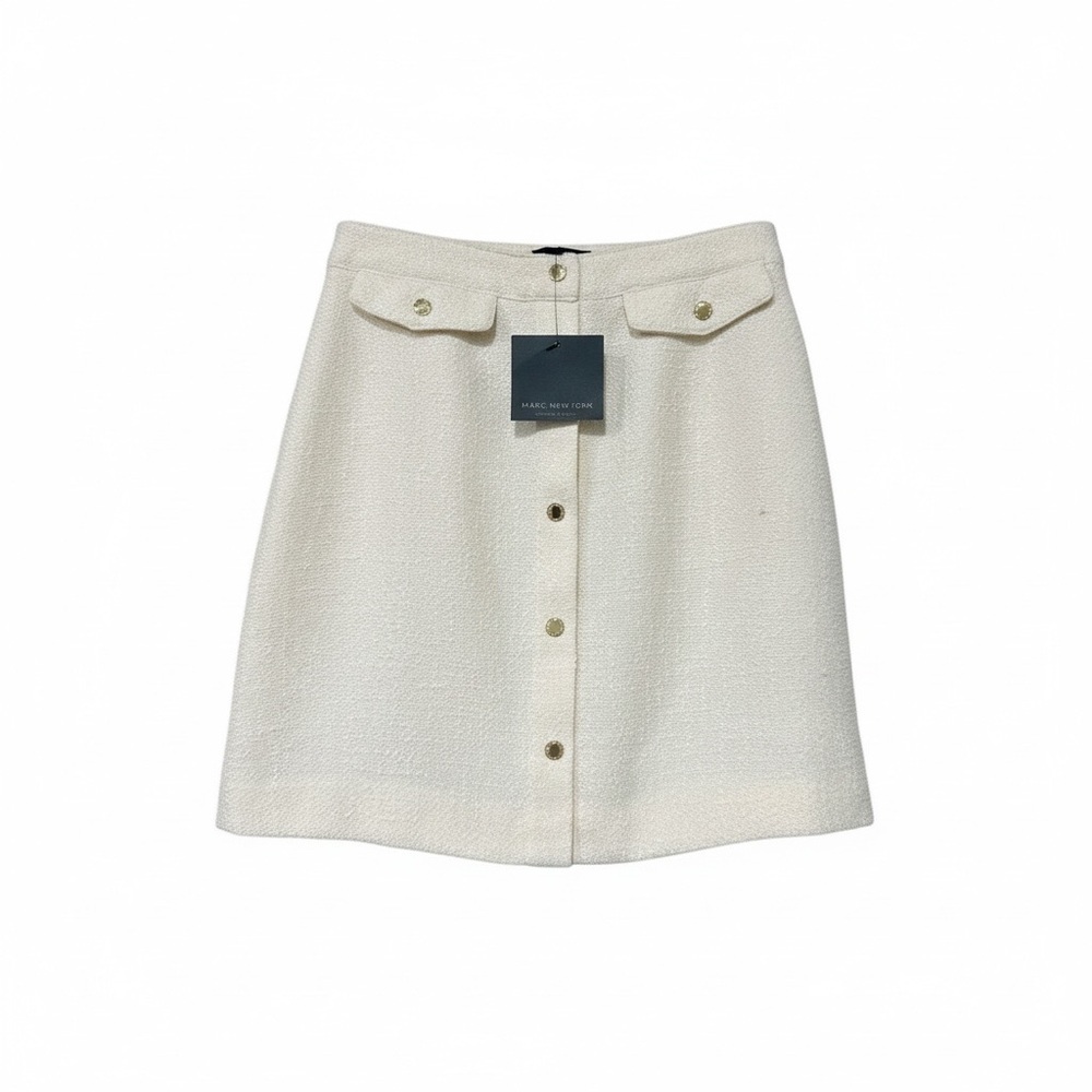 🔻Marc New York Andrew Marc Ivory Bouclé Button-Front Skirt NWT | Size 14